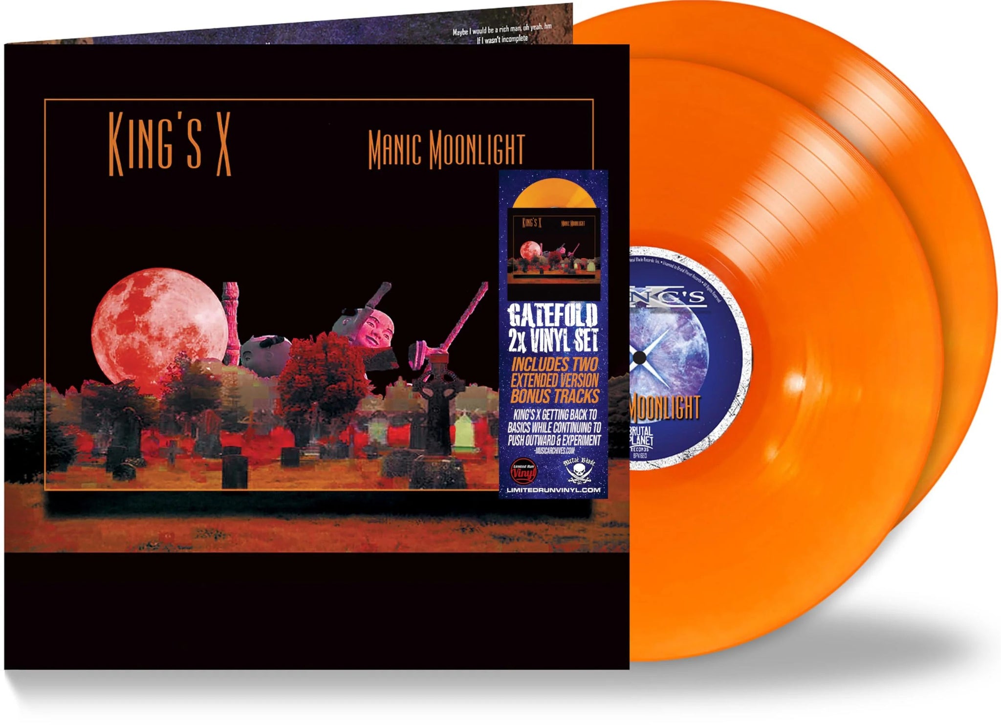King's X - Manic Moonlight (Ltd. Ed. 2025 2LP Orange vinyl gatefold reissue with 2 bonus tracks) - Vinyl - New