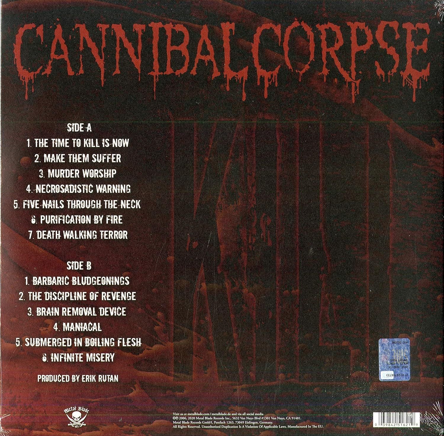 Cannibal Corpse - Kill (2020 180g reissue with poster) - Vinyl - New