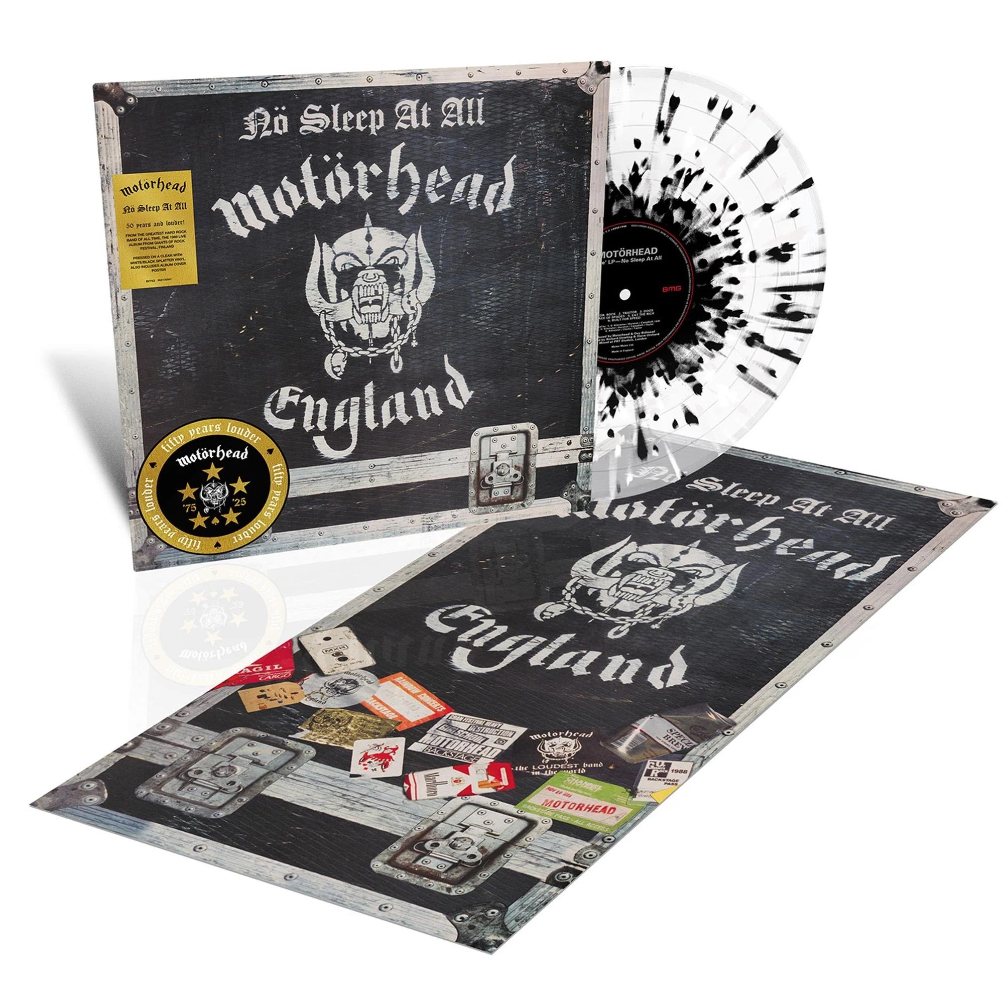 Motorhead - No Sleep At All (50th Anniversary Ed. 2025 Clear with White/Black Splatter vinyl reissue) - Vinyl - New