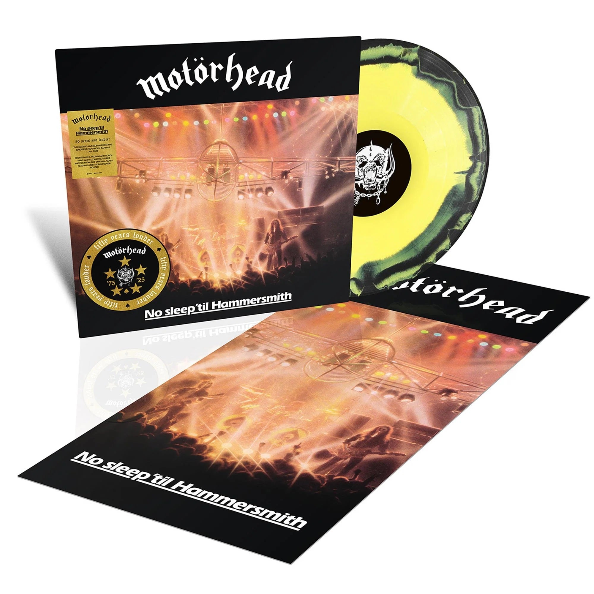Motorhead - No Sleep 'Til Hammersmith (50th Anniversary Ed. 2025 Yellow & Black vinyl Half Speed Master reissue) - Vinyl - New