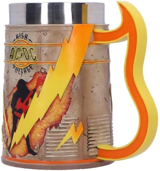 ACDC - Tankard High Voltage - Pint (560ml) 14.5cm high quality resin cast w. removable stainless steel insert