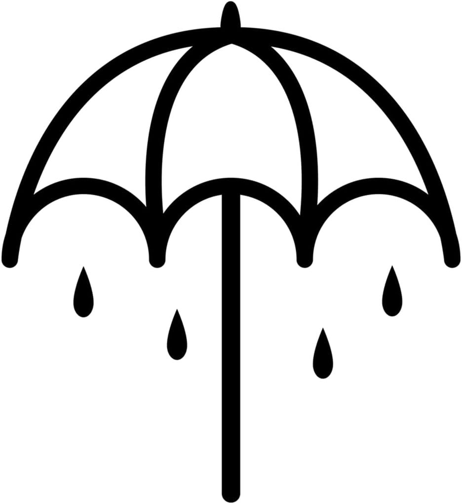 Bring Me The Horizon That’s The Spirit 10th Anniversary Edition artwork featuring the iconic black umbrella and raindrops symbol on a white background, representing the album’s visual identity, grey marble vinyl reissue available from Utopia Records.