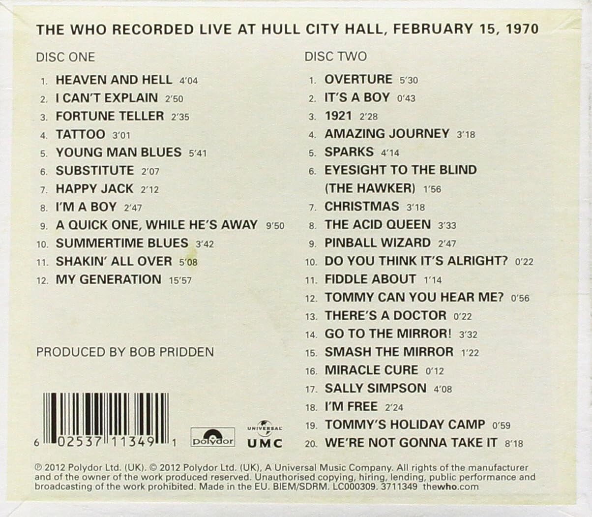 Who - Live At Hull 1970 (2CD) - CD - New
