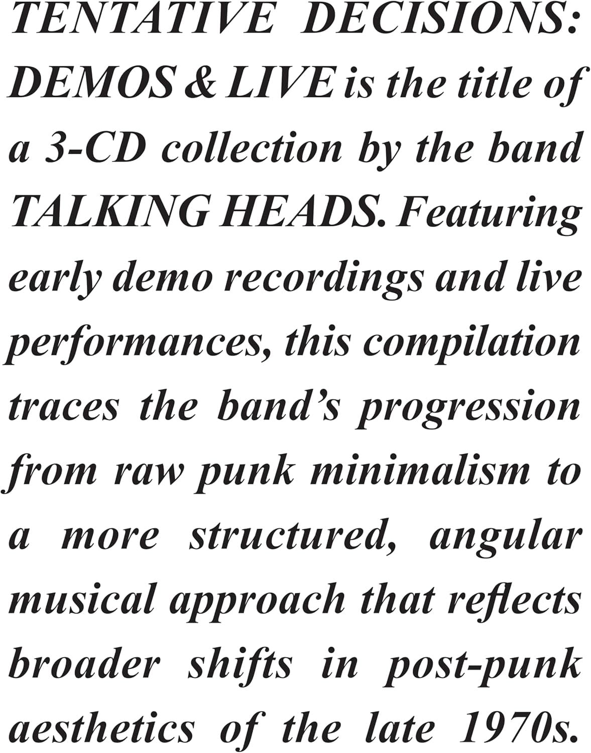 Talking Heads - Tentative Decisions: Demos & Live (3CD Box Set) - CD - New
