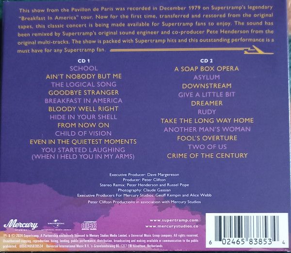 Supertramp - Live In Paris '79 (2025 2CD digipak) - CD - New