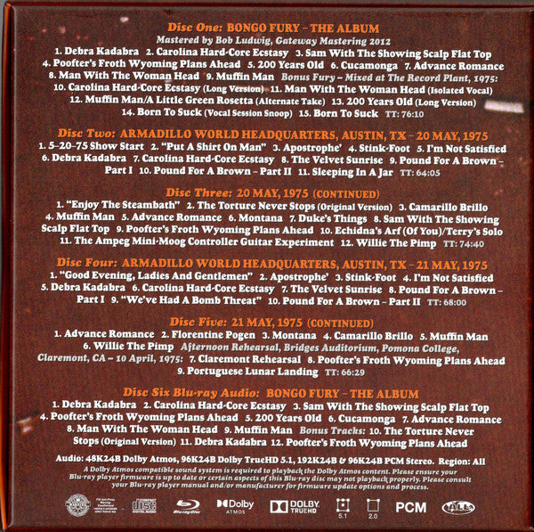 Zappa, Frank - Bongo Fury (50th Ann. 5CD Box Set) - CD - New
