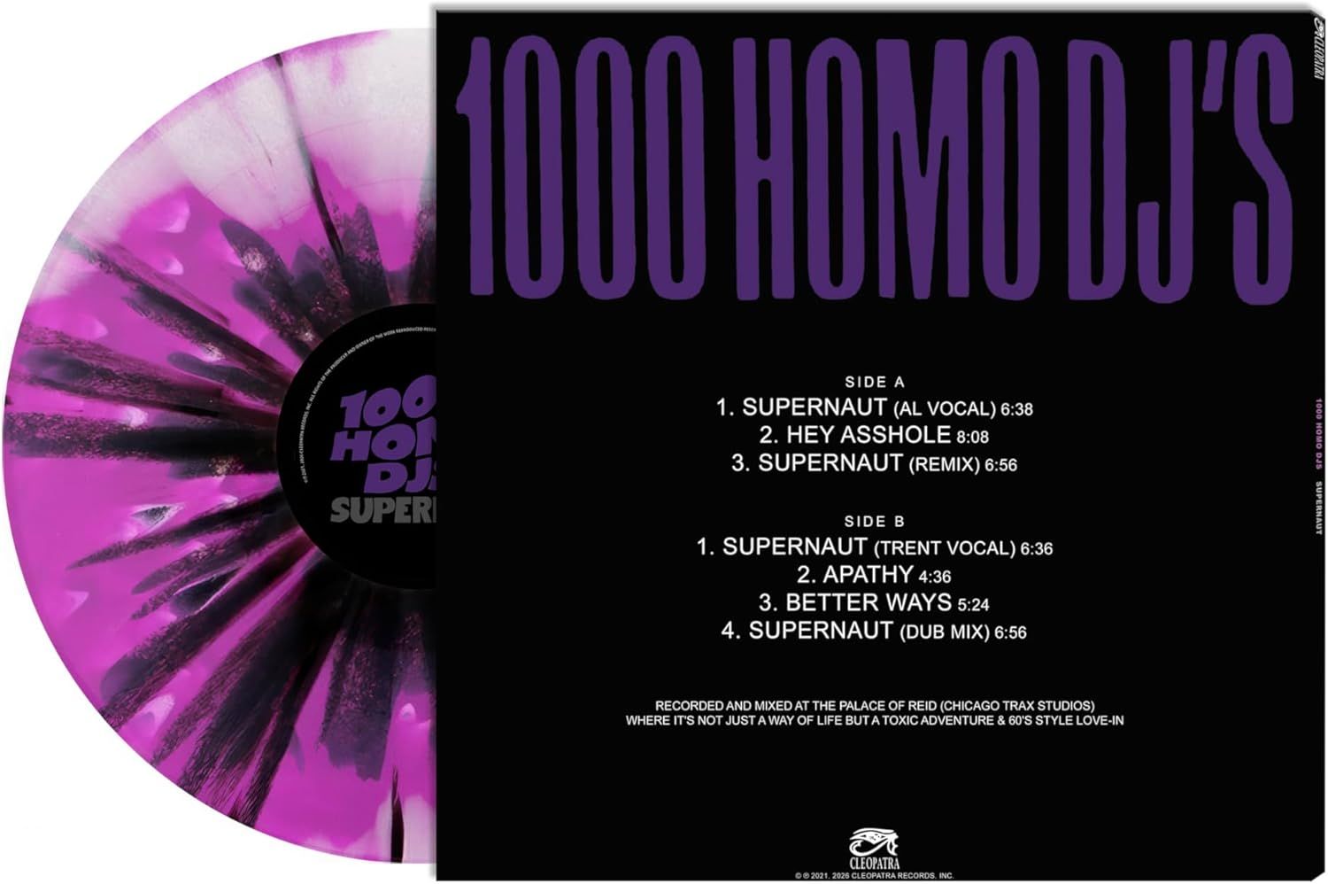 1000 Homo DJs - Supernaut (Ltd. Ed. 2026 12" EP Black/Magenta/White/Hazel Splatter vinyl reissue) - Vinyl - New
