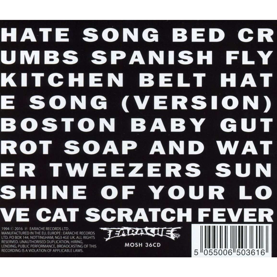 Fudge Tunnel - Hate Songs In E Minor - CD - New