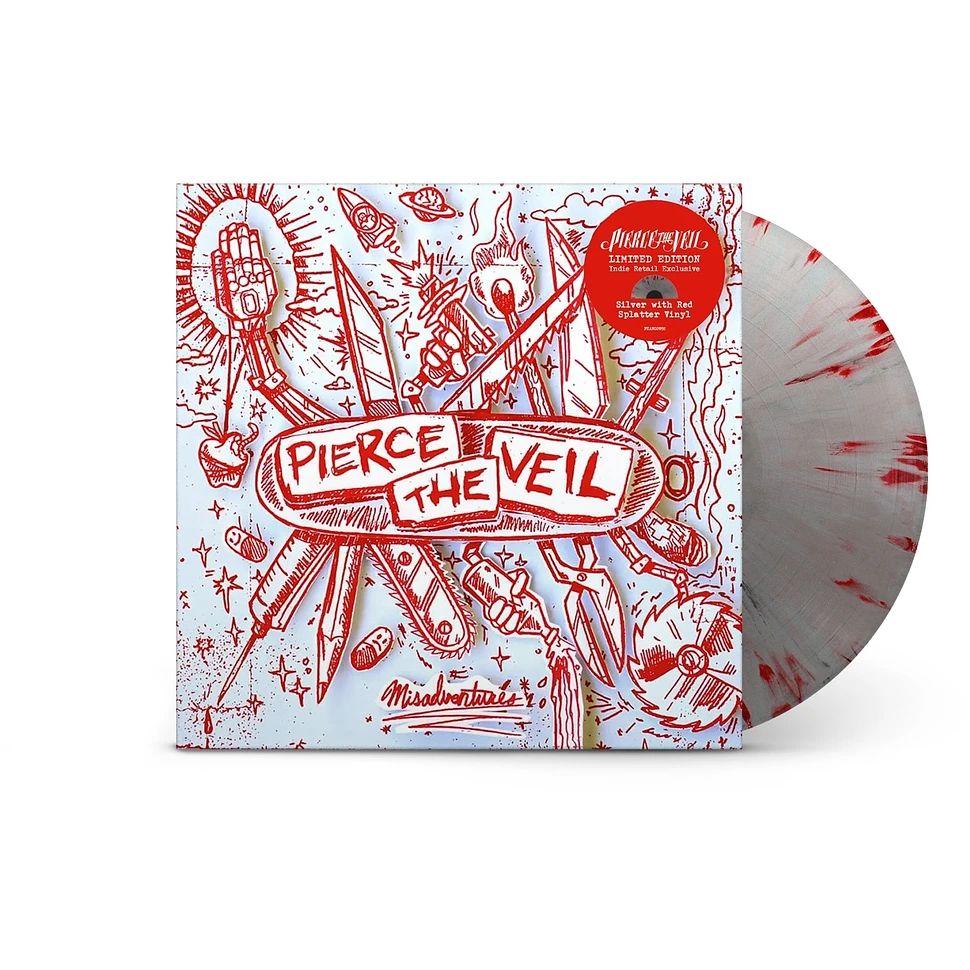 Pierce The Veil - Misadventures (Ltd. Ed. 2023 Indie Exclusive Silver with Red Splatter Vinyl Reissue) (European Pressing) - Vinyl - New