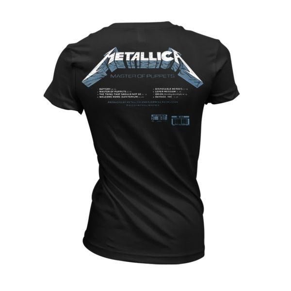 Metallica - Master Of Puppets Tracks Womens Fitted Black Shirt