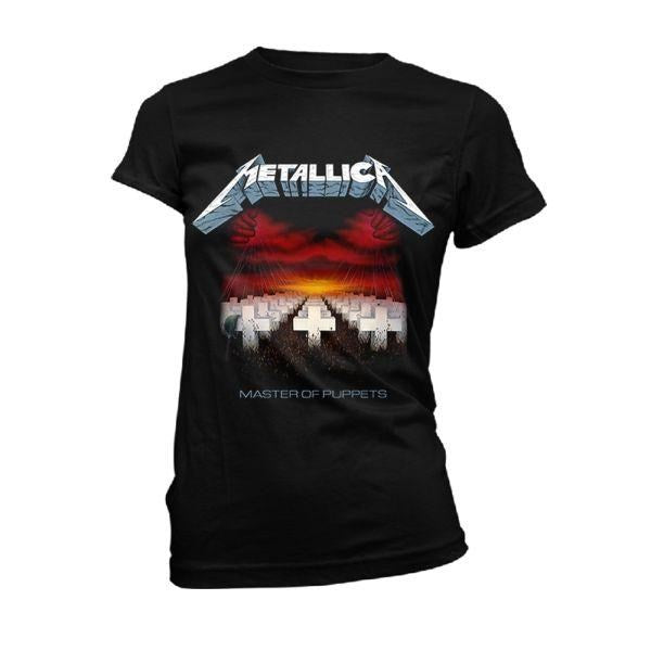 Metallica - Master Of Puppets Tracks Womens Fitted Black Shirt
