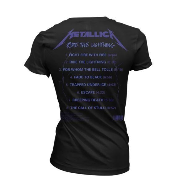 Metallica - Ride The Lightning Tracks Womens Fitted Black Shirt