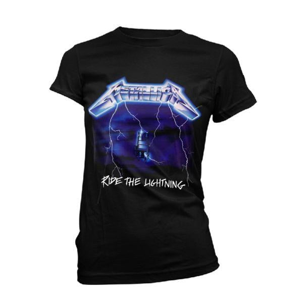 Metallica - Ride The Lightning Tracks Womens Fitted Black Shirt