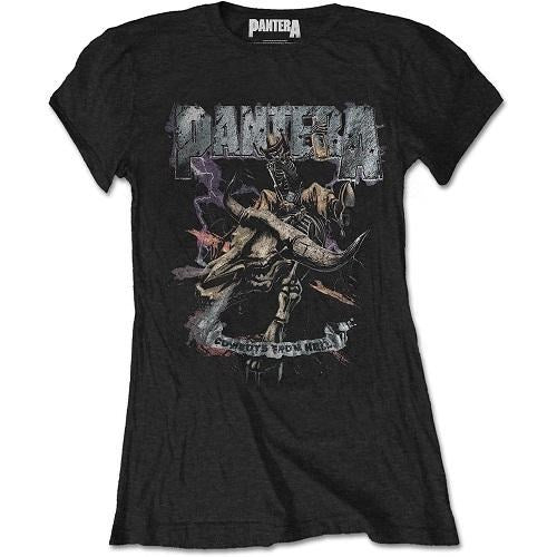 Pantera - Vintage Rider CFH Womens Fitted Black Shirt - 100% Official Merchandise