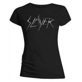 Slayer - Scratchy Logo Womens Fitted Black Shirt - 100% Official Merchandise