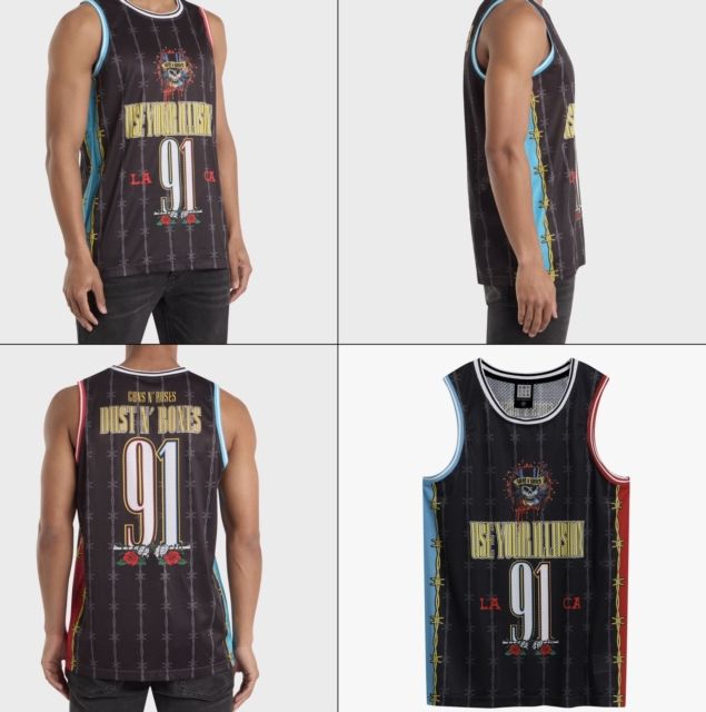 Guns N Roses - Skull Logo Black Basketball Jersey - 100% Official Merchandise