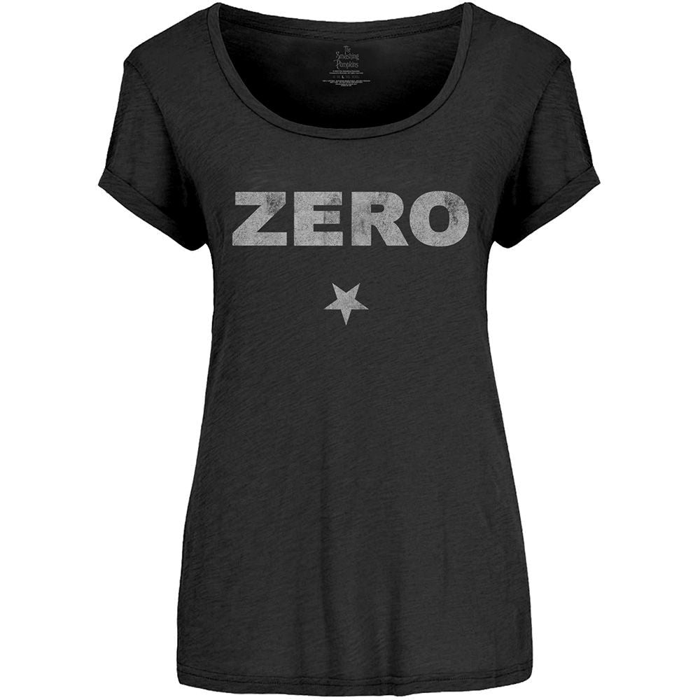 Smashing Pumpkins - Zero Distressed Style Womens Fitted Black Shirt