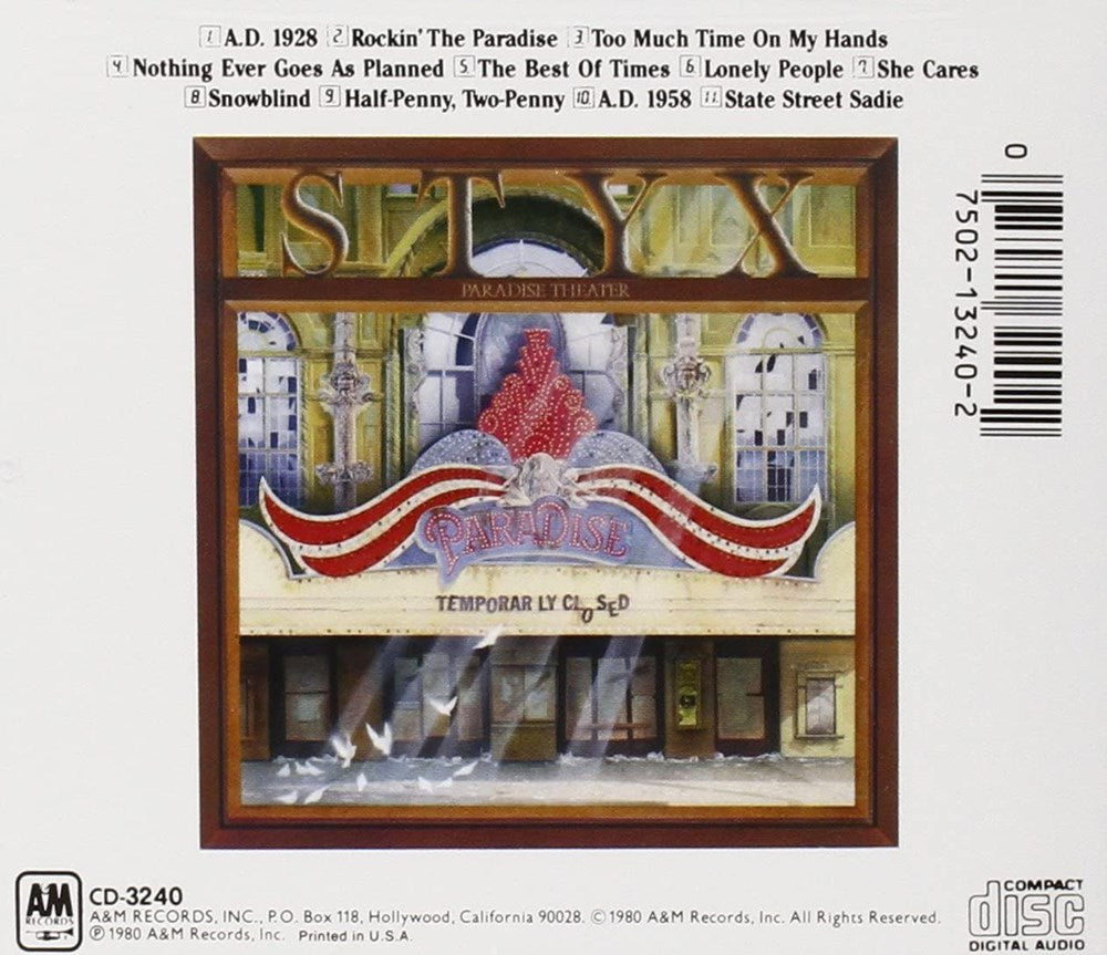 Styx - Paradise Theatre - CD - New