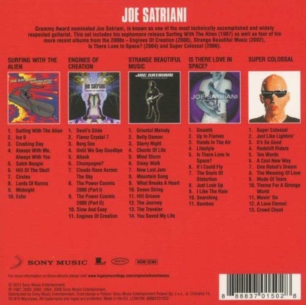 Satriani, Joe - Original Album Classics (Surfing With The Alien/Engines Of Creation/Strange Beautiful Music/Is There Love In Space?/Super Colossal) (5CD) - CD - New