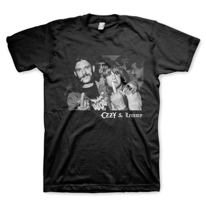 Motorhead - Lemmy & Ozzy Middle Finger Black Shirt - 100% Official Merchandise