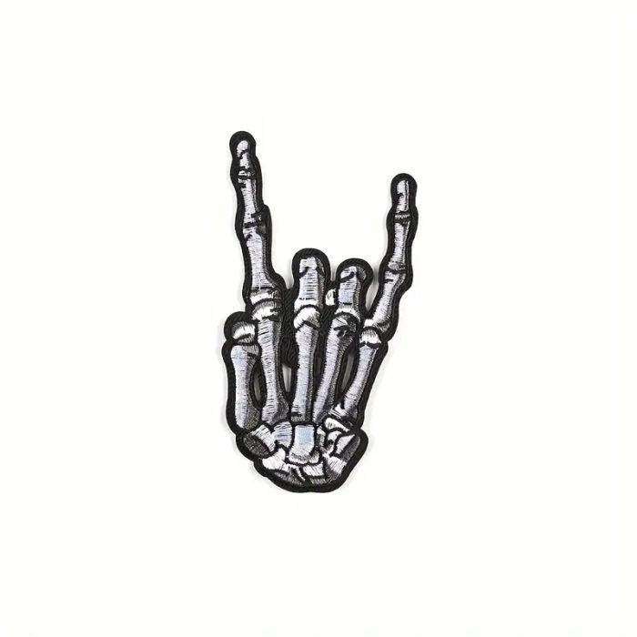 Skeleton Fingers - Horns (70mm x 120mm) Sew-On Patch