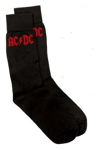 ACDC - Crew Socks Black (Fits Sizes 7 to 11) - Red Logo
