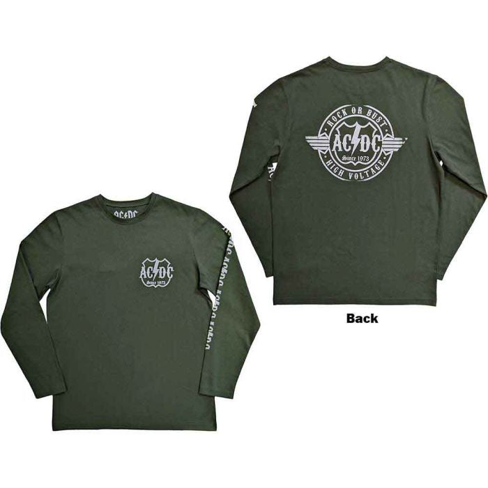 ACDC - High Voltage Green Long Sleeve Shirt - 100% Official Merchandis