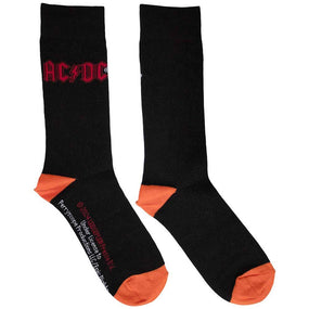 ACDC - Black Crew Socks (Fits Sizes 7 to 11) - Red Logo