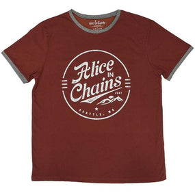 Alice In Chains - Circle Emblem Maroon Ringer Shirt