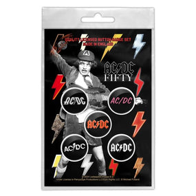 ACDC - 5 x 2.5cm Button Set - 50th Anniversary Logos