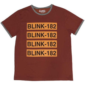 Blink 182 - Logo Repeat Maroon Ringer Shirt