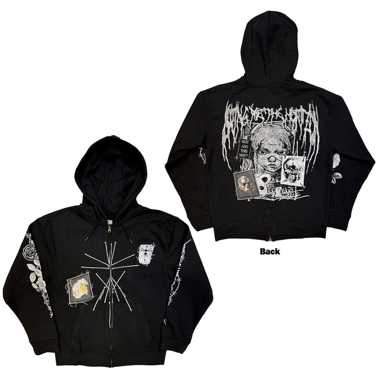 Bring Me The Horizon - Zip Black Hoodie (Nailed Symbol)