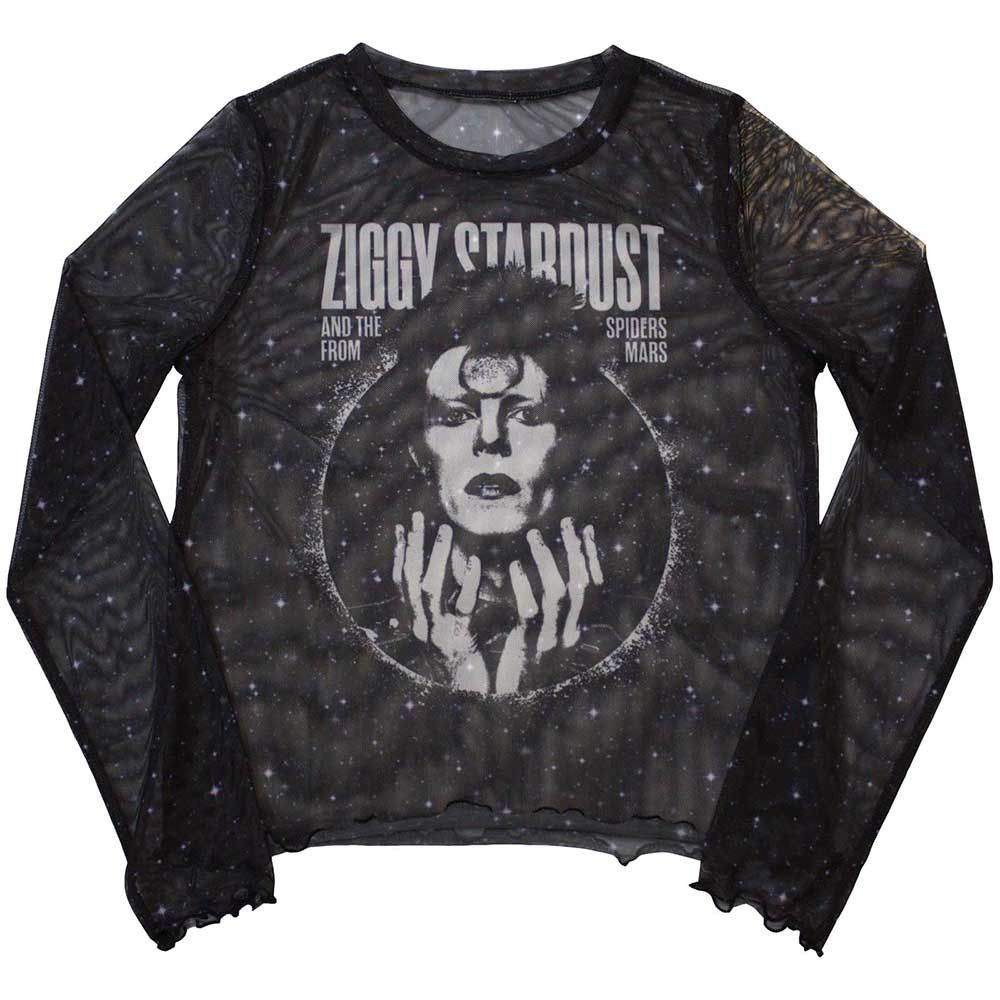 Bowie, David - Ziggy Womens Black Long Sleeve Mesh Top - 100% Official Merchandise - COMING SOON