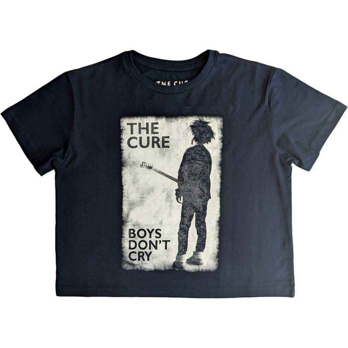 Cure - Boys Don't Cry Womens Navy Crop Top