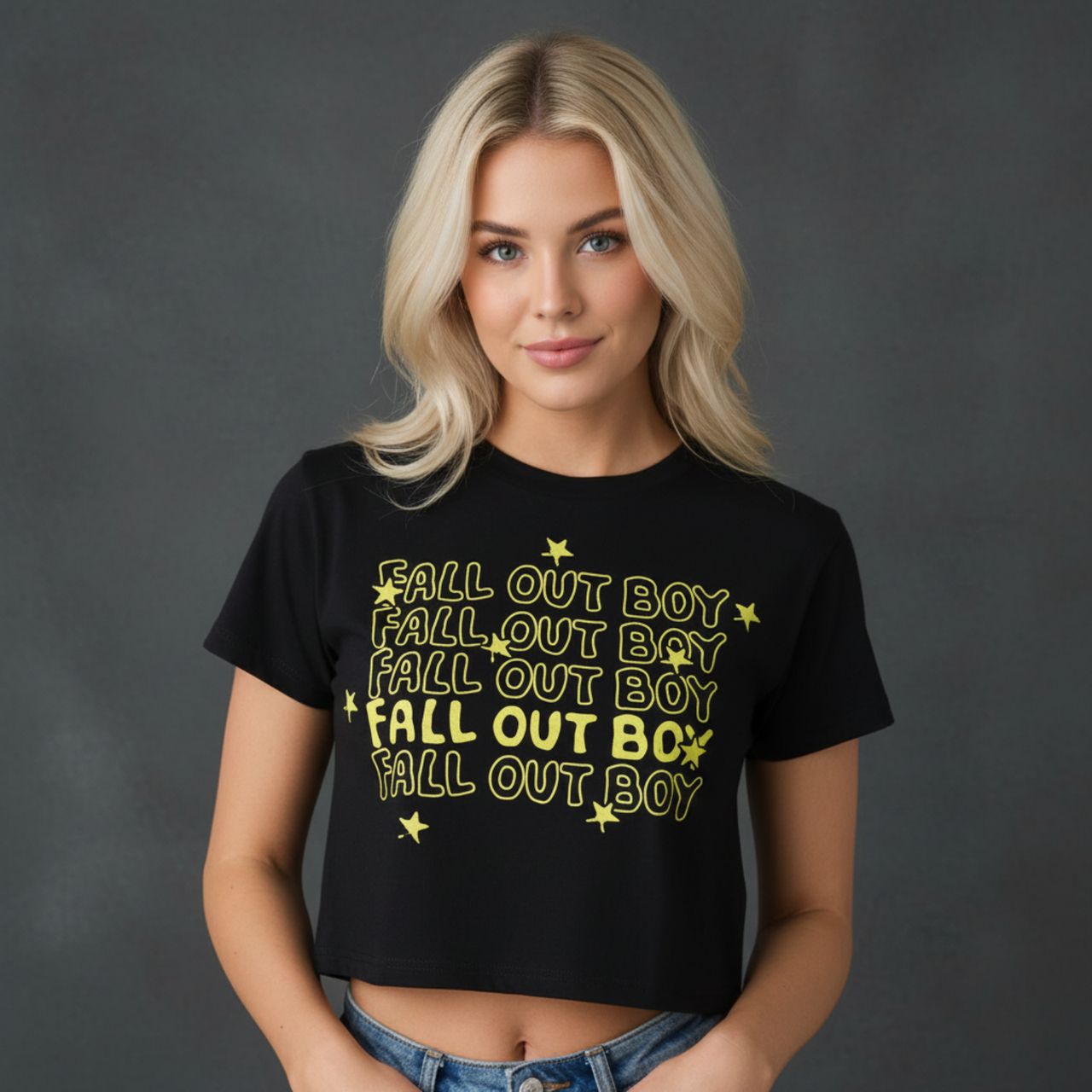 Fallout Boy - Logo Repeat Womens Black Crop Top - 100% Official Merchandise - COMING SOON