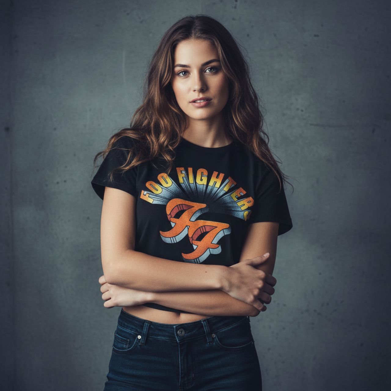 Foo Fighters - Retro FF Logo Womens Black Crop Top - 100% Official Merchandise - COMING SOON