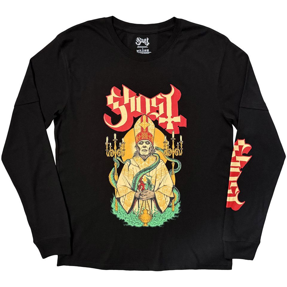 Ghost - Serpent and Grucifix Layered Long Sleeve Black Shirt - COMING SOON