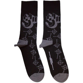 Ghost - Black Crew Socks (Fits Sizes 7 to 11) - Logo & Grucifix