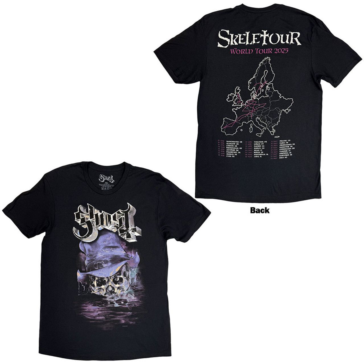 Ghost - Skeleta Admat Euro Tour Black Shirt- 100% Official Merchandise
