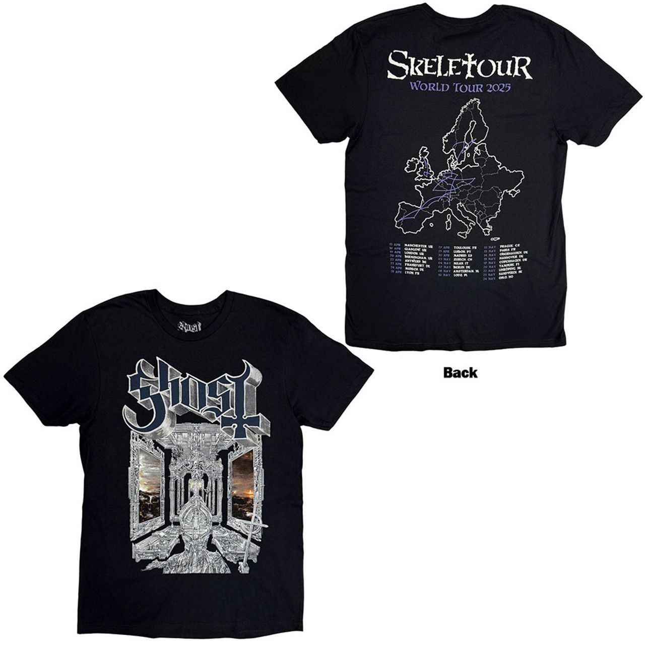 Ghost - Skeleta Album Cover Euro Tour Black Shirt - 100% Official Merchandise