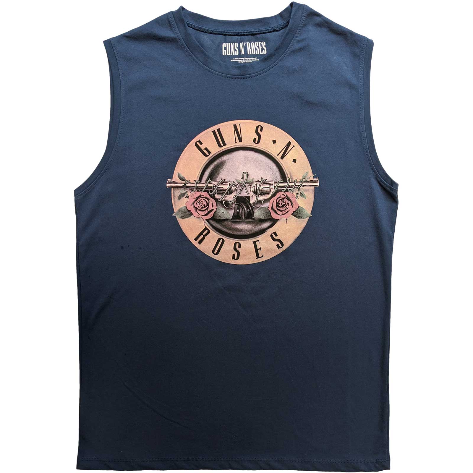 Guns N Roses - Classic Bullet Logo Blue Tank Singlet