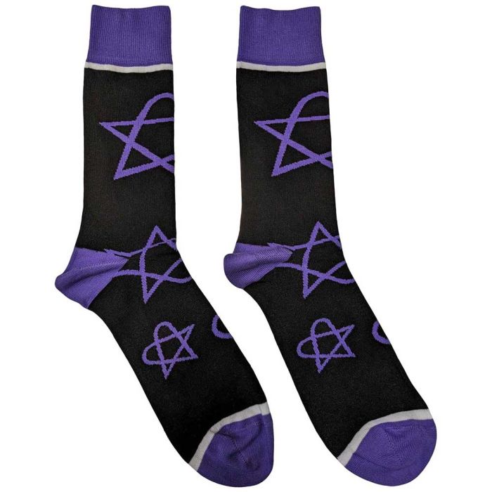 HIM - Crew Socks (Fits Sizes 7 to 11) - Purple Heartagram