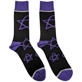 HIM - Crew Socks (Fits Sizes 7 to 11) - Purple Heartagram
