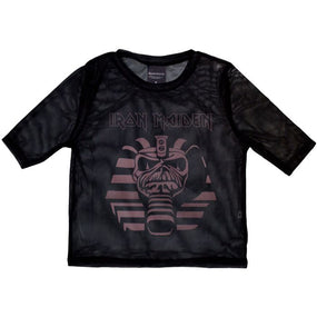 Iron Maiden - Powerslave Mummy Womens Fitted Black Mesh Crop Top - 100% Official Merchandise