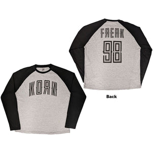 Korn - Freak 98 Raglan Grey and Black Shirt - 100% Official Merchandise
