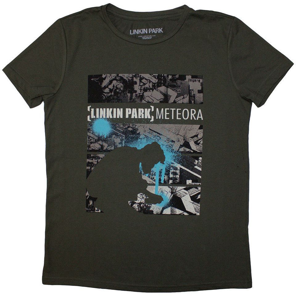 Linkin Park - Meteora Drip Collage Womens Fitted Green Shirt