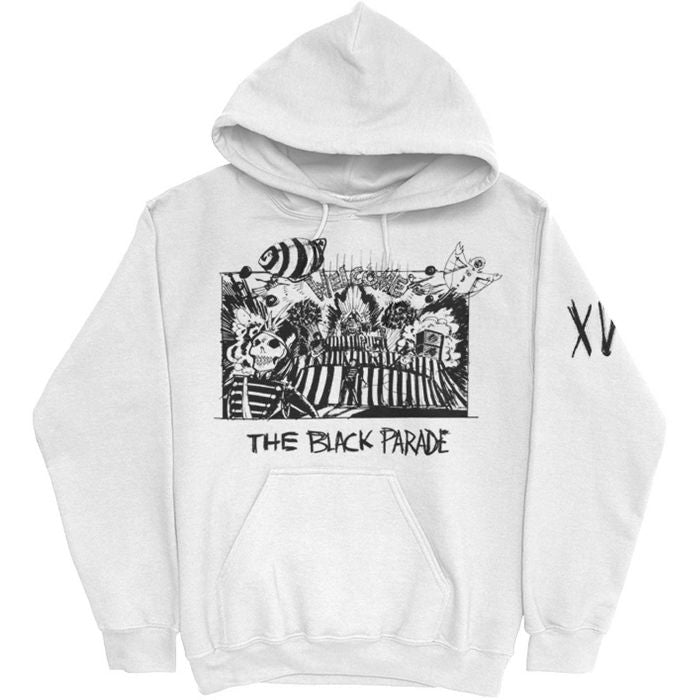 My Chemical Romance - Pullover White Hoodie (The Black Parade Marching Frame)