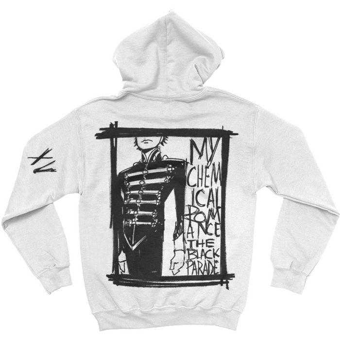 My Chemical Romance - Pullover White Hoodie (The Black Parade Marching Frame)