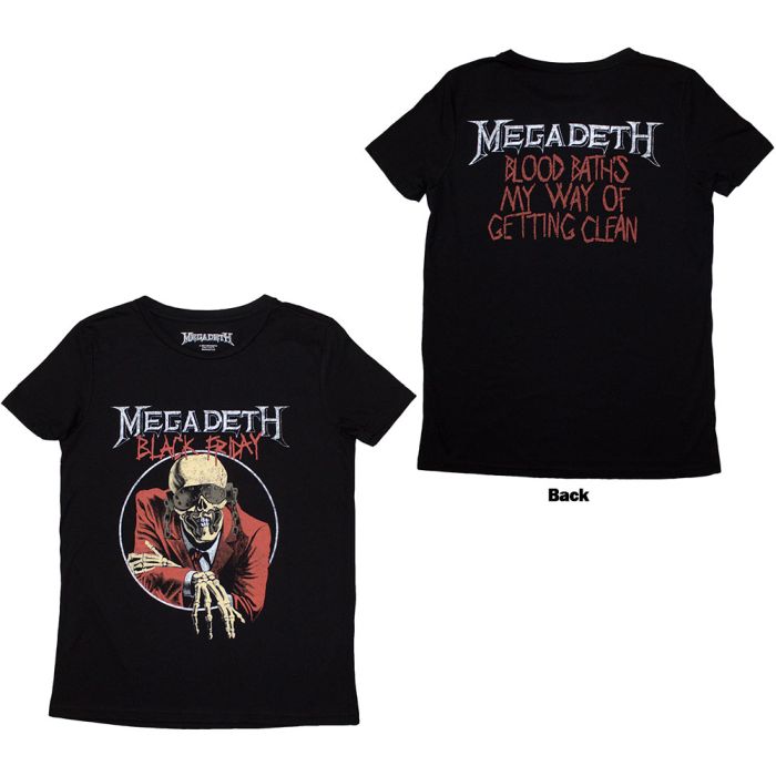 Megadeth - Blood Baths My Way Womens Fitted Black Shirt - 100% Official Merchandise