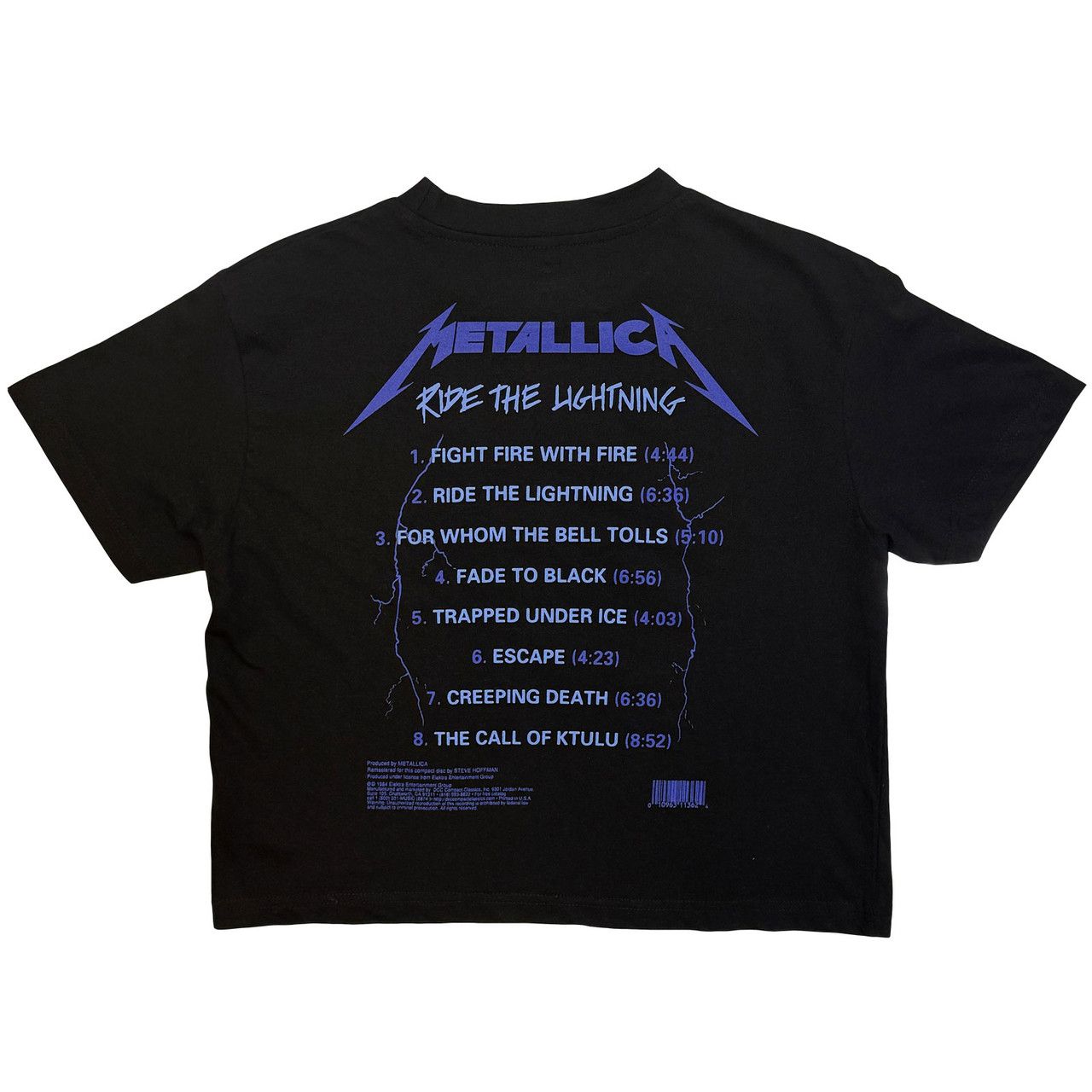 Metallica - Ride The Lightning Womens Black Crop Top - 100% Official Merchandise - COMING SOON